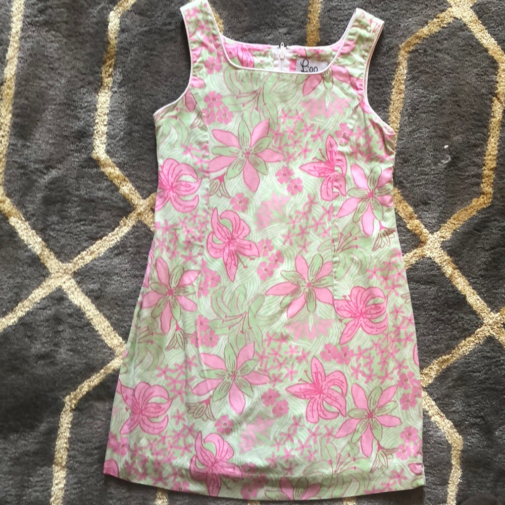 LILLY PULITZER PINK AND GREEN DRESS SIZE 7